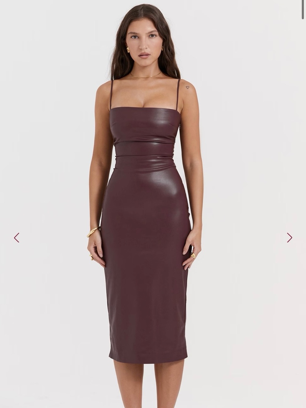 House of CB London Jalena Mulberry Vegan Leather Dress Size Small